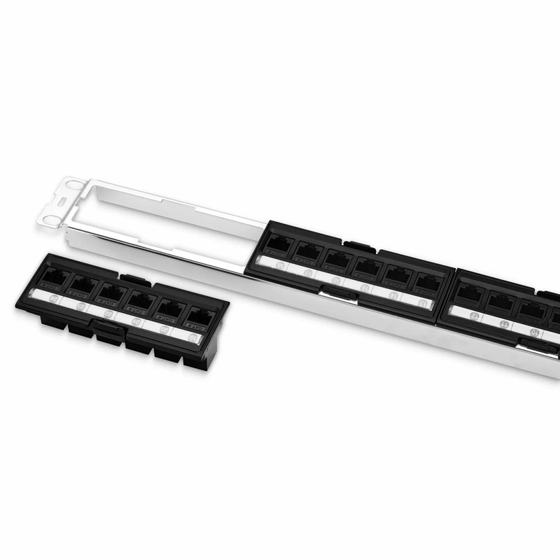 SFPS FDMP Cat6a Unshielded Coupler Recessed Patch Panel, 24-Port, 1RU, Cable Management Bar Included SFPS