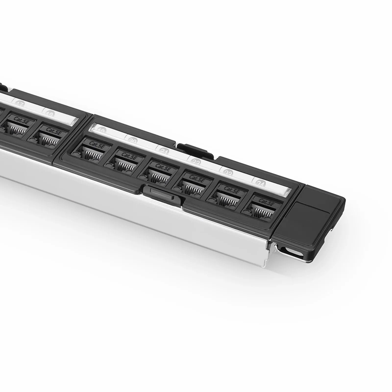SFPS FDMP Cat5e 110-Style Unshielded Recessed Patch Panel, 24-Port, 1RU, Cable Management Bar Included SFPS