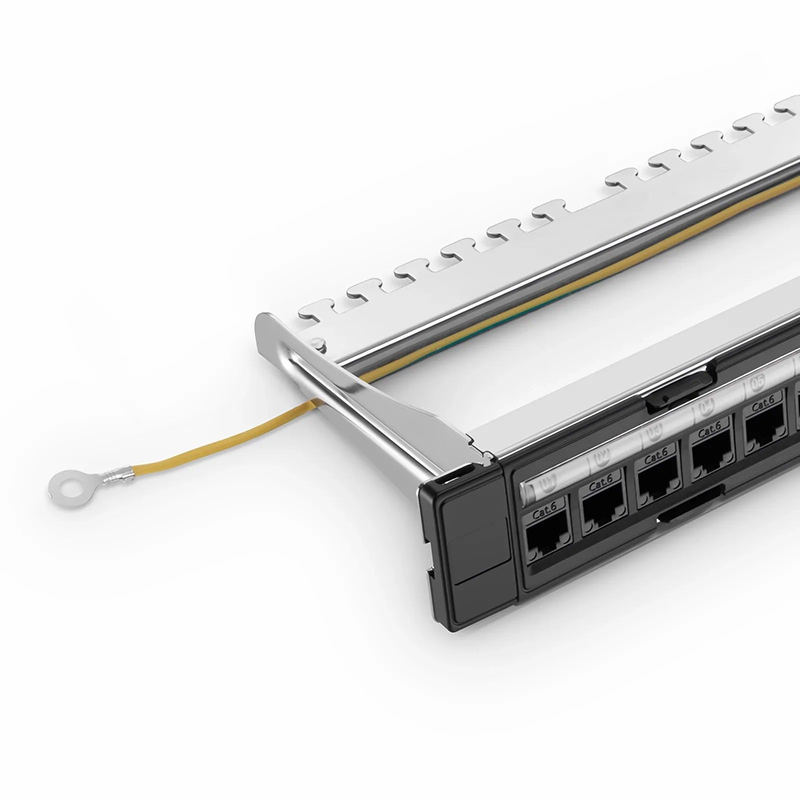 SFPS FDMP Cat6 110-Style Unshielded Recessed Patch Panel, 24-Port, 1RU, Cable Management Bar Included SFPS