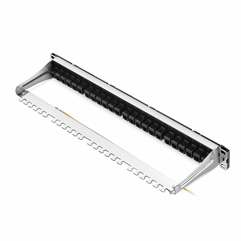 SFPS FDMP Cat6 Unshielded Coupler Recessed Patch Panel, 24-Port, 1RU, Cable Management Bar Included SFPS