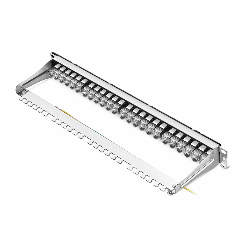 SFPS FDMP Cat6a 110-Style Shielded Recessed Patch Panel, 24-Port, 1RU, Cable Management Bar Included SFPS