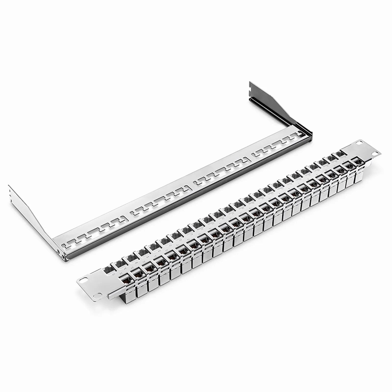 SFPS FDMP Cat6a Shielded Coupler Flat Patch Panel, 48-Port, 1RU, Cable Management Bar Included SFPS