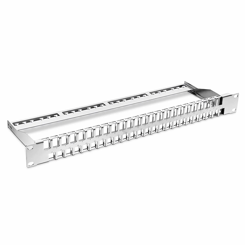 SFPS FDMP Blank Shielded/UnShielded Flat Patch Panel for Keystone Modules, 48-Port, 1RU, Cable Management Bar Included SFPS