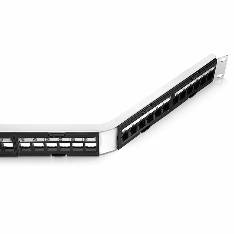 SFPS FDMP Blank Shielded/UnShielded Angled Recessed Patch Panel for Keystone Modules, 24-Port, 1RU, Cable Management Bar Included, Black SFPS