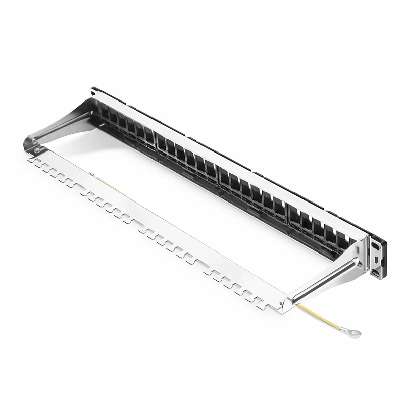 SFPS FDMP Blank Shielded/UnShielded Recessed Patch Panel for Keystone Modules, 24-Port, 1RU, Cable Management Bar Included, Black SFPS