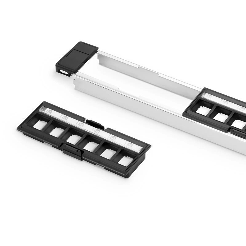 SFPS FDMP Blank Shielded/UnShielded Recessed Patch Panel for Keystone Modules, 24-Port, 1RU, Cable Management Bar Included, Black SFPS