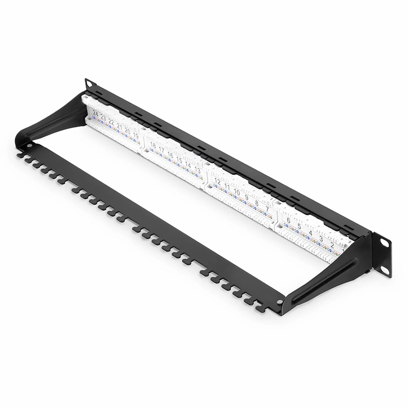 SFPS Cat6a 110-Style Unshielded Patch Panel, 24-Port, 1RU, Cable Management Bar Included SFPS