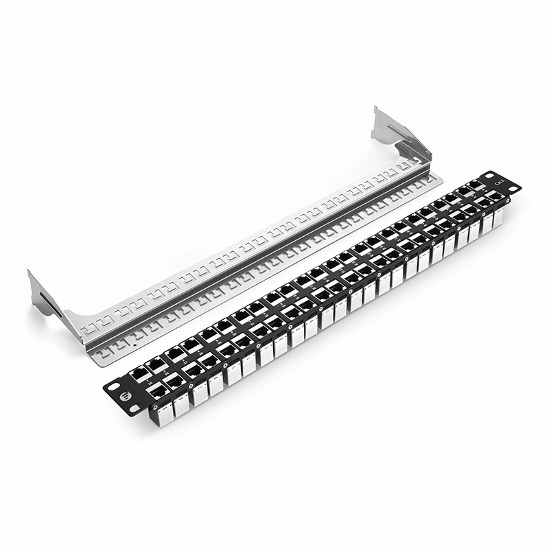 SFPS Cat6 Coupler Patch Panel, 48-Port, 1RU, Cable Management Bar Included SFPS