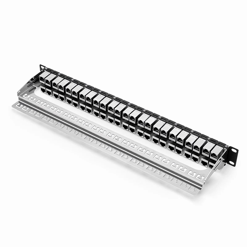 SFPS Cat6 Coupler Patch Panel, 48-Port, 1RU, Cable Management Bar Included SFPS