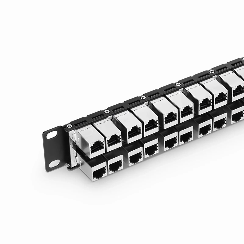 SFPS Cat6 Coupler Patch Panel, 48-Port, 1RU, Cable Management Bar Included SFPS