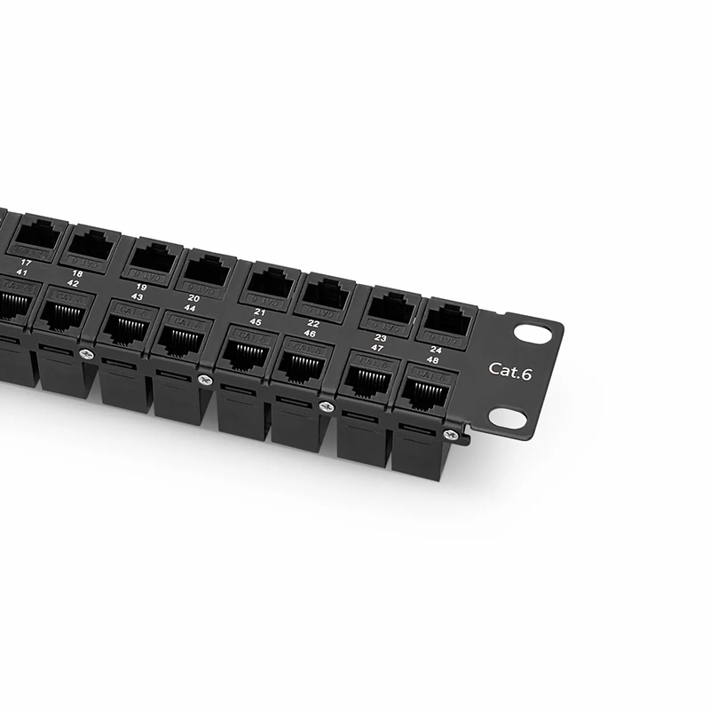 SFPS Cat6 High Density Coupler Patch Panel, 48-Port, 1RU, Cable Management Bar Included SFPS