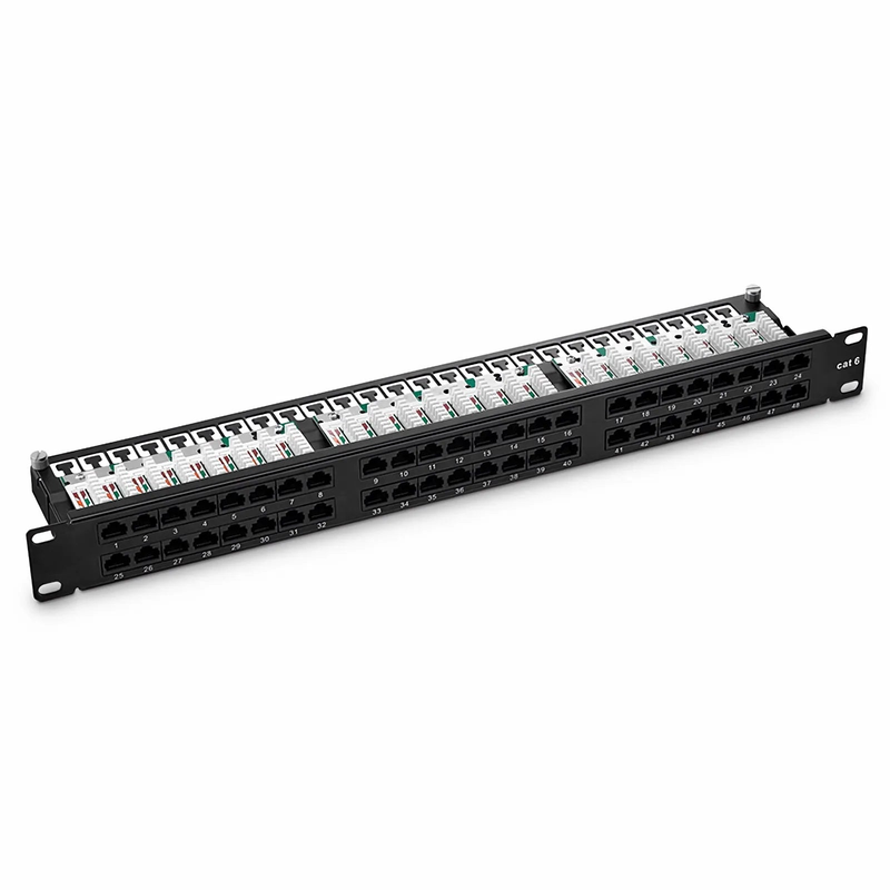 SFPS Cat6 110-Style Patch Panel, 48-Port, 1RU, Cable Management Bar Included SFPS