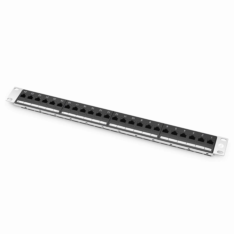 SFPS Cat5e Coupler Patch Panel, 24-Port, 1RU, Cable Management Bar Included SFPS