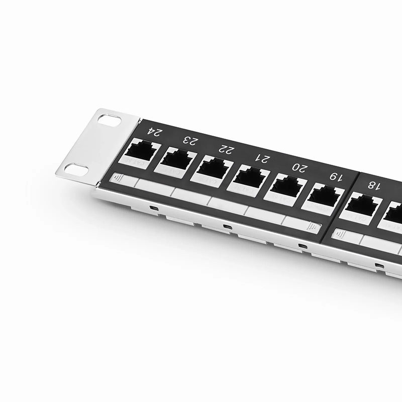 SFPS Cat5e Coupler Patch Panel, 24-Port, 1RU, Cable Management Bar Included SFPS