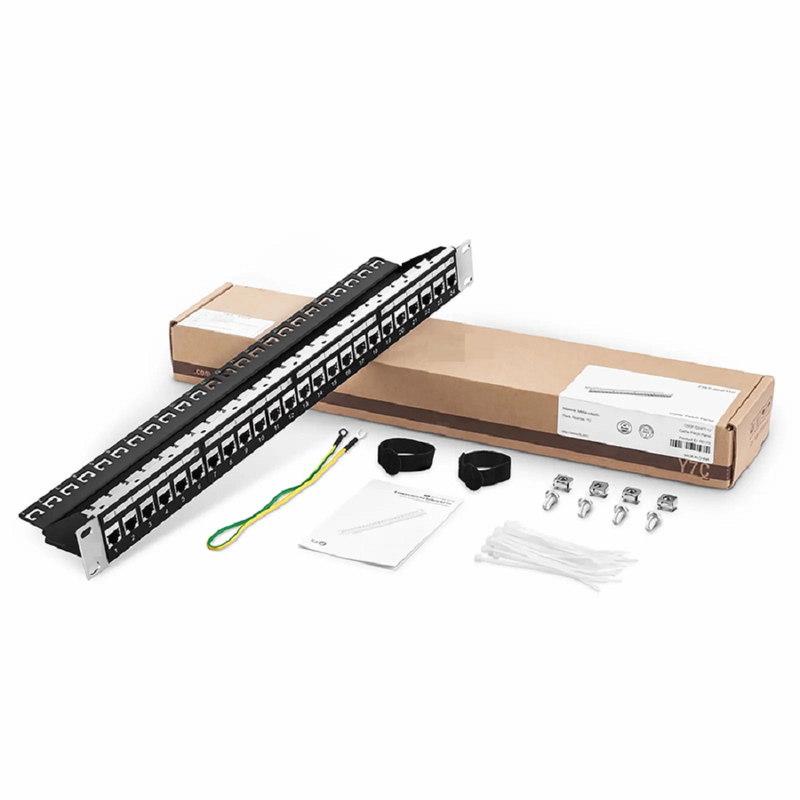 SFPS Cat5e Coupler Patch Panel, 24-Port, 1RU, Cable Management Bar Included SFPS