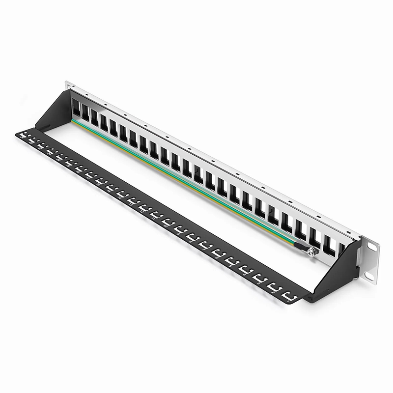 SFPS Blank Shielded/UnShielded Patch Panel for Keystone Modules, 24-Port, 1RU, Cable Management Bar Included, Black SFPS