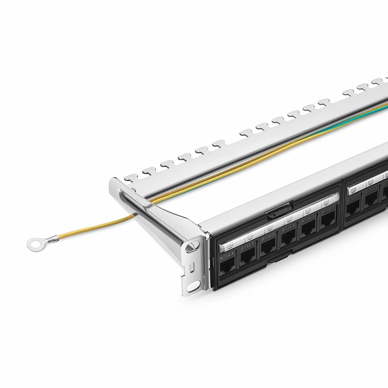 SFPS FDMP Cat6 Unshielded Coupler Recessed Patch Panel, 24-Port, 1RU, Cable Management Bar Included SFPS
