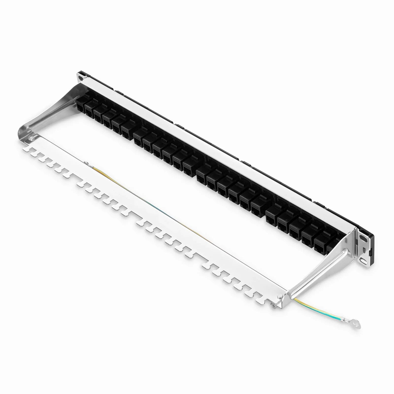 SFPS FDMP Cat6a Unshielded Coupler Recessed Patch Panel, 24-Port, 1RU, Cable Management Bar Included SFPS