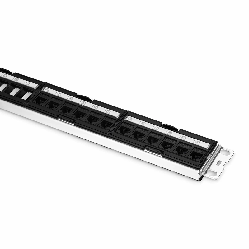 SFPS FDMP Cat6a Unshielded Coupler Recessed Patch Panel, 24-Port, 1RU, Cable Management Bar Included SFPS
