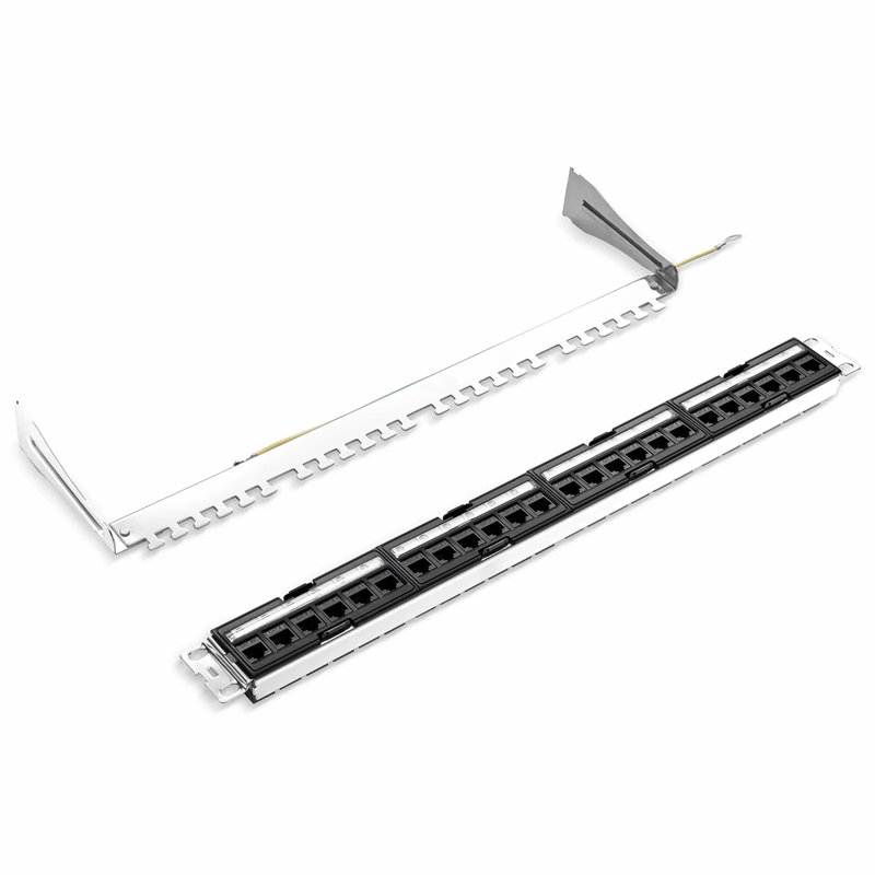 SFPS FDMP Cat6a Unshielded Coupler Recessed Patch Panel, 24-Port, 1RU, Cable Management Bar Included SFPS