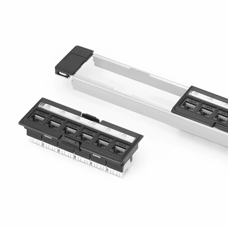 SFPS FDMP Cat6 110-Style Unshielded Recessed Patch Panel, 24-Port, 1RU, Cable Management Bar Included SFPS