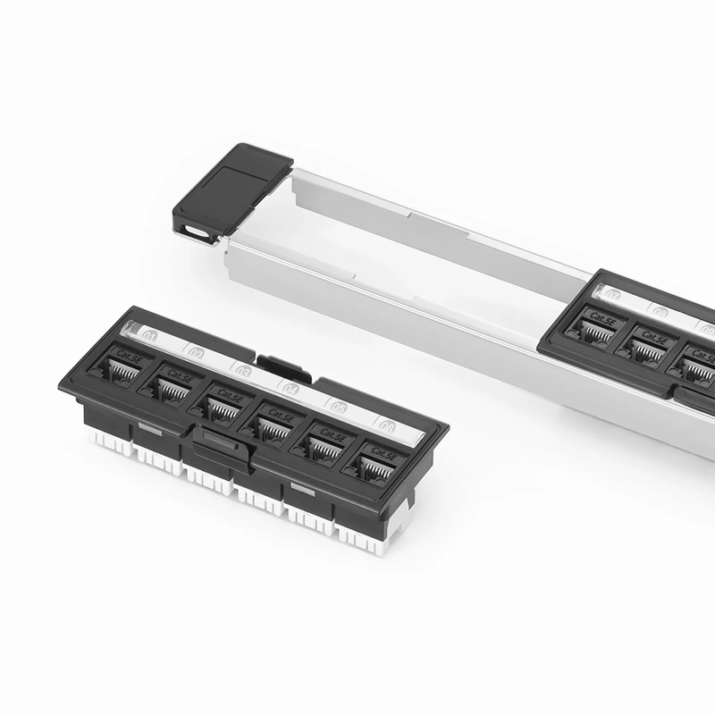 SFPS FDMP Cat5e 110-Style Unshielded Recessed Patch Panel, 24-Port, 1RU, Cable Management Bar Included SFPS