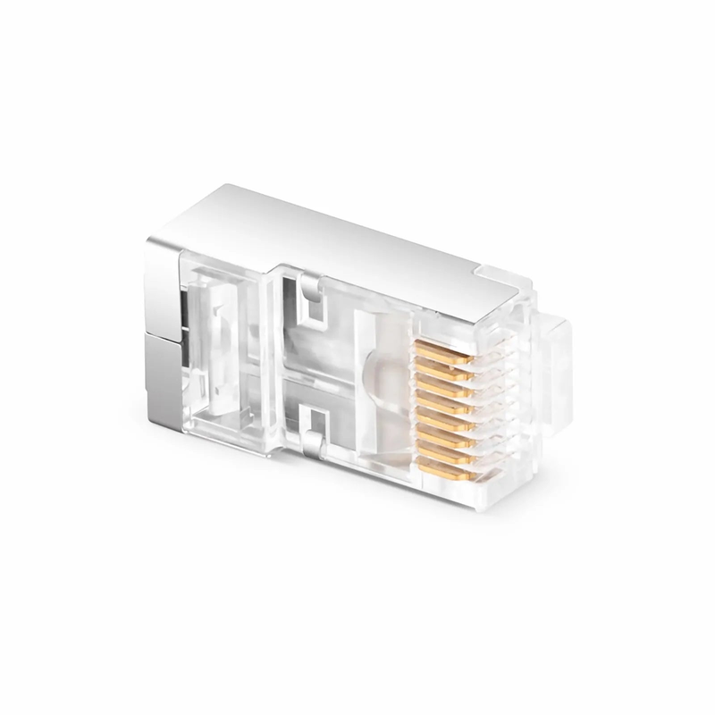 SFPS Cat6 RJ45 Pass Through Modular Plugs, Shielded Network Connectors for 24AWG Twisted Pair Solid or Stranded Cable (50/Pack) SFPS