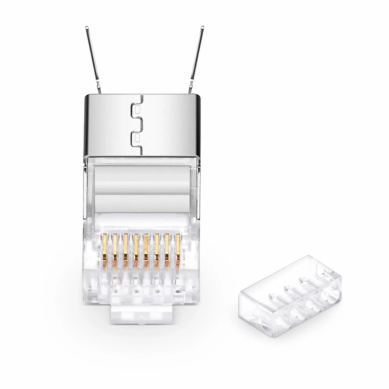 SFPS Cat6a/Cat7 RJ45 Standard Modular Plugs (Two-Piece Suit), Shielded Network Connectors for 23AWG Twisted Pair Solid Cable or Stranded Cable (50/Pack) SFPS