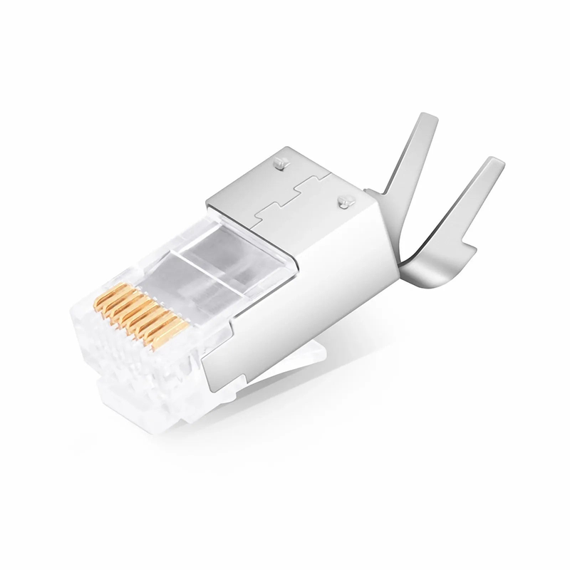 SFPS Cat5e RJ45 Pass Through Modular Plugs, Shielded Network Connectors for 24AWG Twisted Pair Solid or Stranded Cable (50/Pack) SFPS
