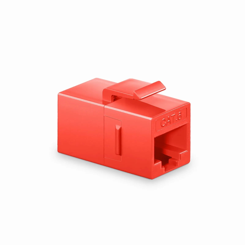 SFPS Cat6 Keystone RJ45 Coupler, Unshielded, Female to Female Insert Inline Coupler - Red (12pcs/Pack) SFPS