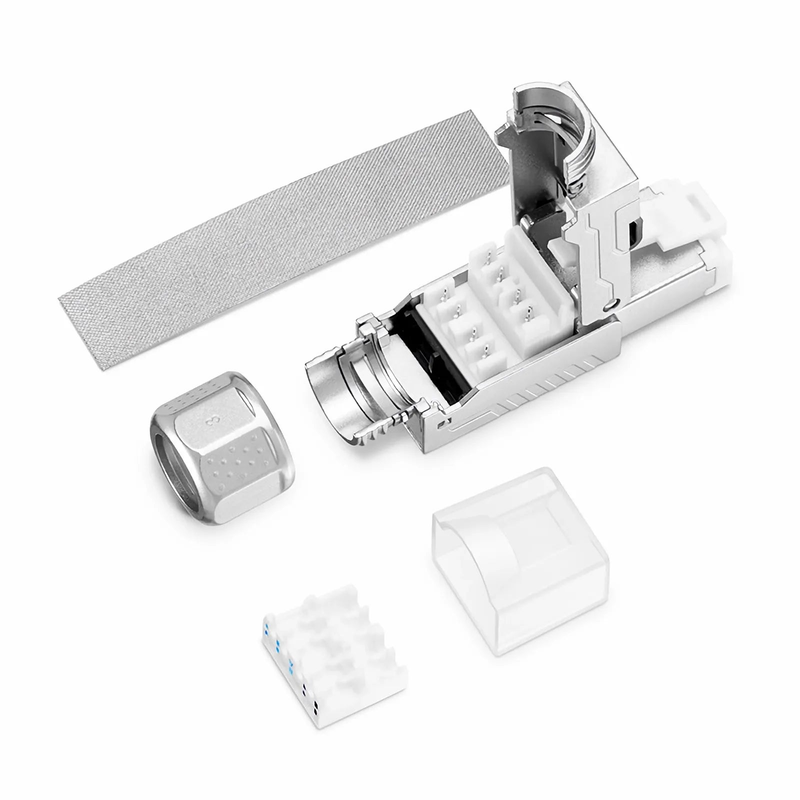 SFPS Cat7 RJ45 Tool-Free Modular Plugs, Shielded Network Connectors for 22~24AWG Twisted Pair Solid or Stranded Cable (10/Pack) SFPS