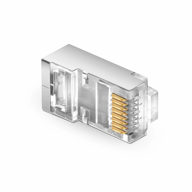 SFPS Cat5e RJ45 Standard Modular Plugs, Shielded Network Connectors for 24~26AWG Twisted Pair Solid or Stranded Cable (50/Pack) SFPS