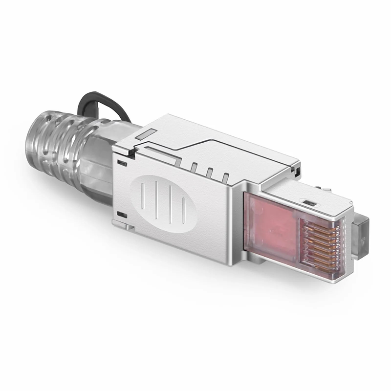 SFPS Cat5e/Cat6/Cat6a RJ45 Tool-Free Field Term Modular Plugs with Pull-tab, Shielded Network Connectors for 23~26AWG Twisted Pair Solid or Stranded Cable (10/Pack) SFPS