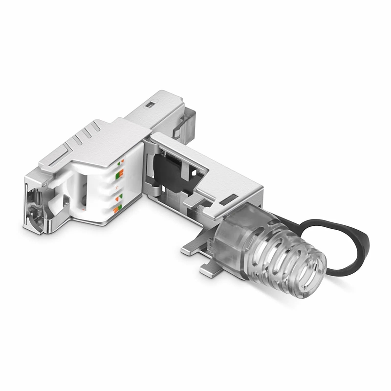 SFPS Cat5e/Cat6/Cat6a RJ45 Tool-Free Field Term Modular Plugs with Pull-tab, Shielded Network Connectors for 23~26AWG Twisted Pair Solid or Stranded Cable (10/Pack) SFPS