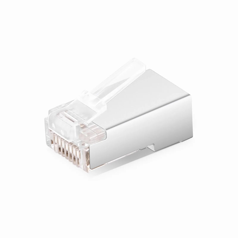 SFPS Cat6 RJ45 Pass Through Modular Plugs, Shielded Network Connectors for 24AWG Twisted Pair Solid or Stranded Cable (50/Pack) SFPS