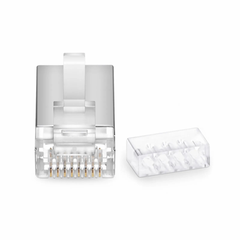 SFPS Cat6 RJ45 Standard Modular Plugs (Two-Piece Suit), Shielded Network Connectors for 26AWG Twisted Pair Solid or Stranded Cable (50/Pack) SFPS