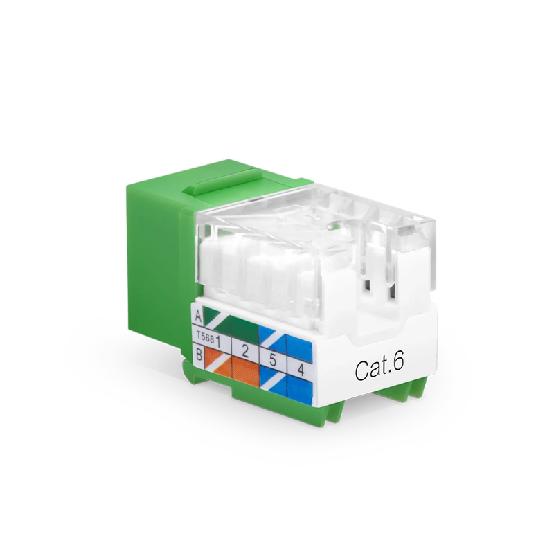 SFPS Cat6 RJ45 (8P8C) Unshielded Punch Down Keystone Jack Module, Green, 12Pcs/Pack SFPS