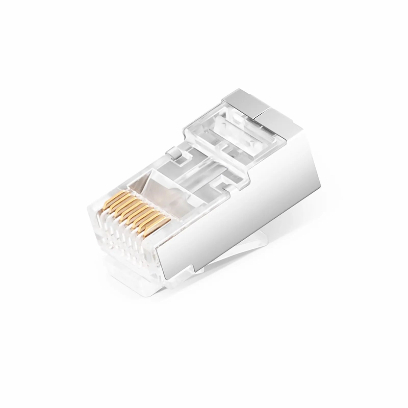 SFPS Cat6 RJ45 Pass Through Modular Plugs, Shielded Network Connectors for 24AWG Twisted Pair Solid or Stranded Cable (50/Pack) SFPS
