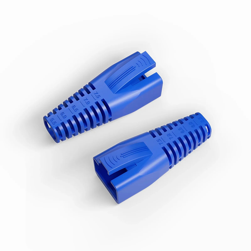 SFPS DIY RJ45 Strain Relief Boots, 5.5-7.5 mm OD for Cat5e/Cat6/Cat6a/Cat7/Cat8 Ethernet Cables, Blue, 50PCS/Pack SFPS