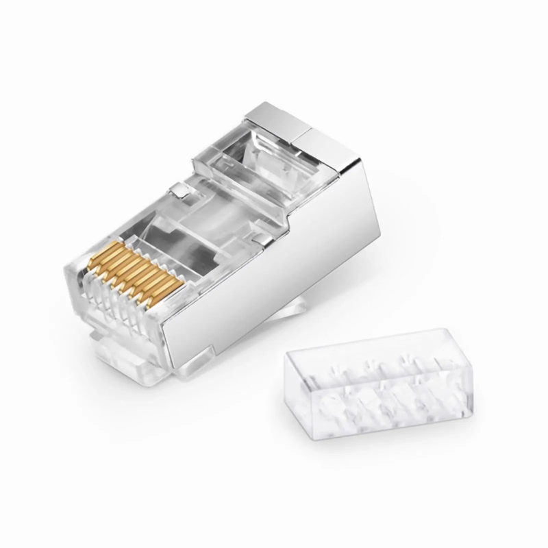 SFPS Cat6 RJ45 Standard Modular Plugs (Two-Piece Suit), Shielded Network Connectors for 26AWG Twisted Pair Solid or Stranded Cable (50/Pack) SFPS