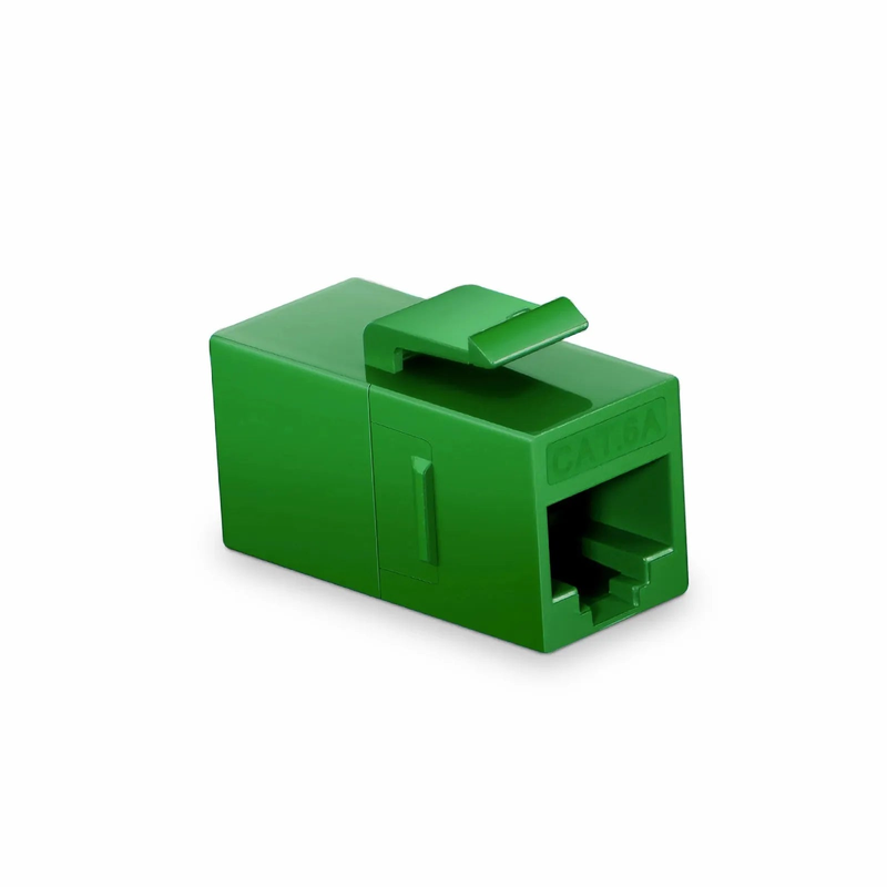 SFPS Cat6a Keystone RJ45 Coupler, Unshielded, Female to Female Insert Inline Coupler - Green SFPS