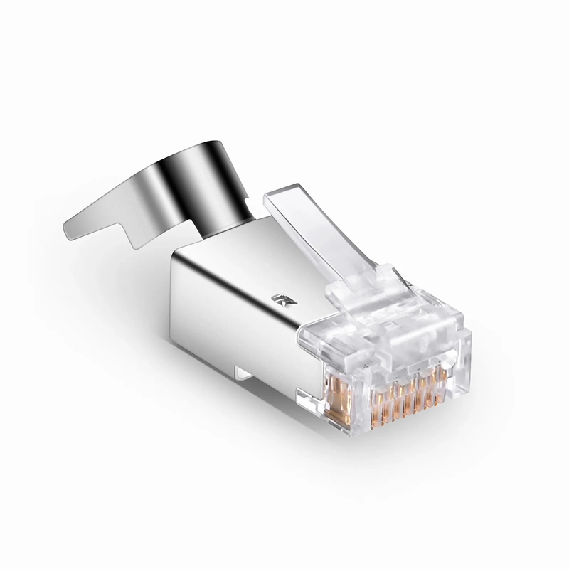SFPS Cat5e RJ45 Pass Through Modular Plugs, Shielded Network Connectors for 24AWG Twisted Pair Solid or Stranded Cable (50/Pack) SFPS