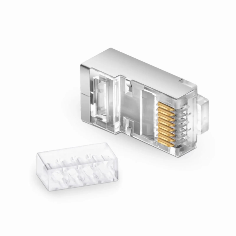 SFPS Cat6 RJ45 Standard Modular Plugs (Two-Piece Suit), Shielded Network Connectors for 26AWG Twisted Pair Solid or Stranded Cable (50/Pack) SFPS