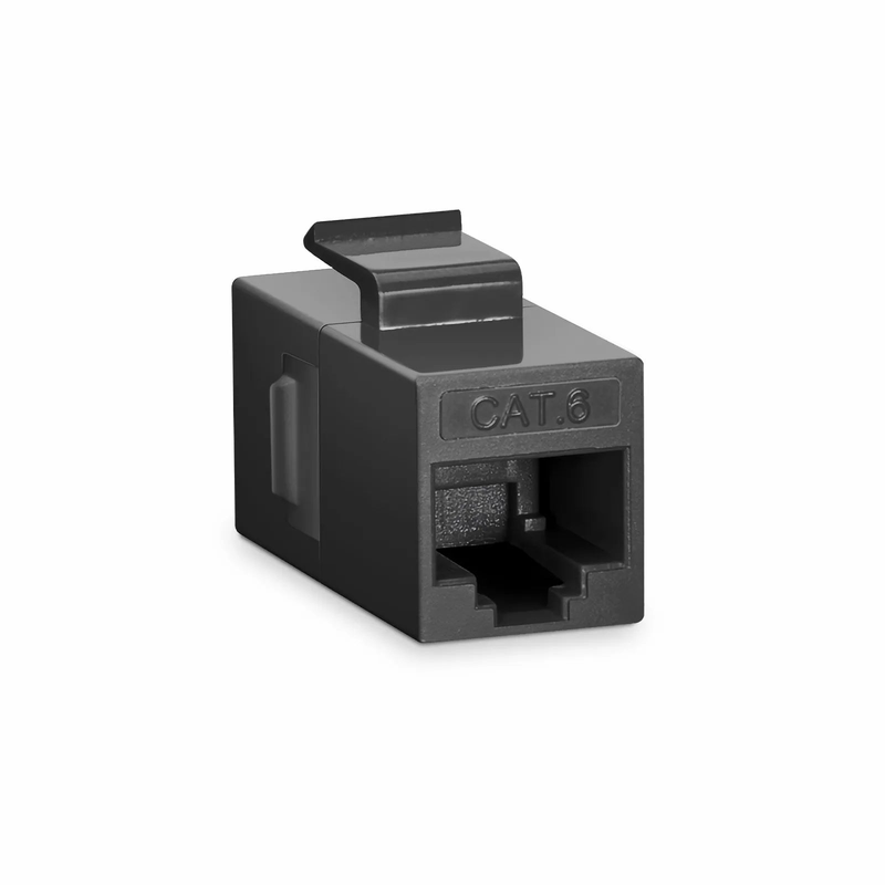 SFPS Cat6 Keystone RJ45 Coupler, Unshielded, Female to Female Insert Inline Coupler - Black (12pcs/Pack) SFPS