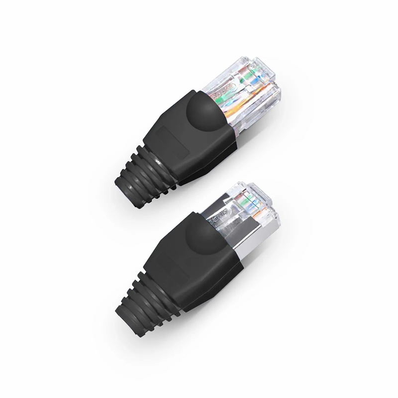 SFPS Cat5e/Cat6 RJ45 Strain Relief Boots, 5.5mm OD for Cat5e UTP 24AWG, Cat5e & Cat6 F/UTP 26AWG Ethernet Network Cable, Black, 50PCS/Pack SFPS