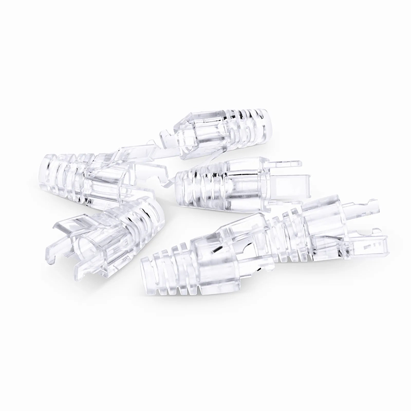SFPS Cat6 RJ45 Strain Relief Boots, 6.0-6.5mm OD for Cat6 UTP 23~24AWG, F/UTP 26AWG Ethernet Network Cable, Transparent, 50PCS/Pack SFPS