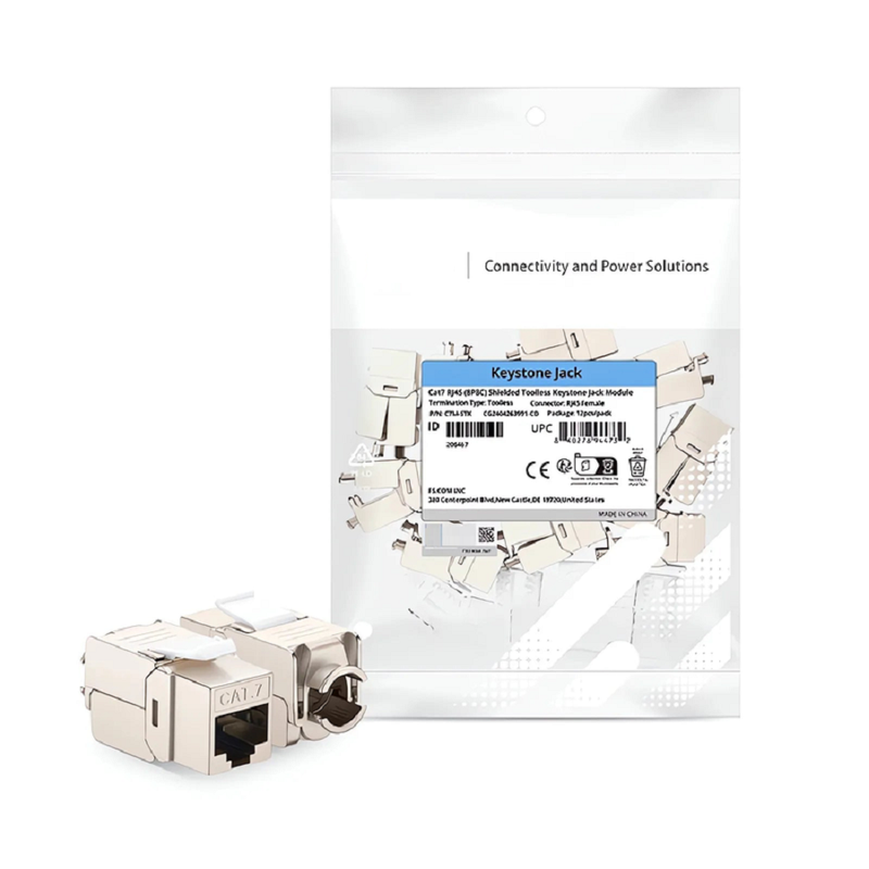 SFPS Mini Cat6a RJ45 (8P8C) Shielded Toolless Keystone Jack (12pcs/Pack) SFPS