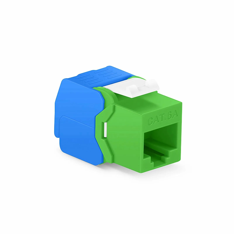 SFPS Cat6a RJ45 (8P8C) Unshielded Toolless Keystone Jack Module, Green (10 pcs/Pack) SFPS