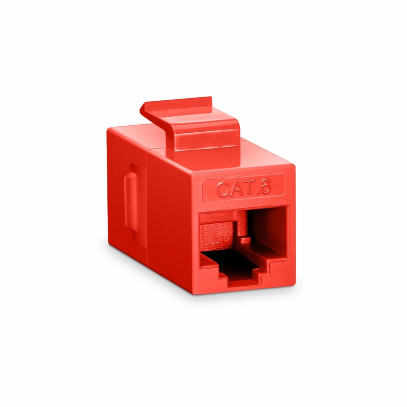 SFPS Cat6 Keystone RJ45 Coupler, Unshielded, Female to Female Insert Inline Coupler - Red (12pcs/Pack) SFPS
