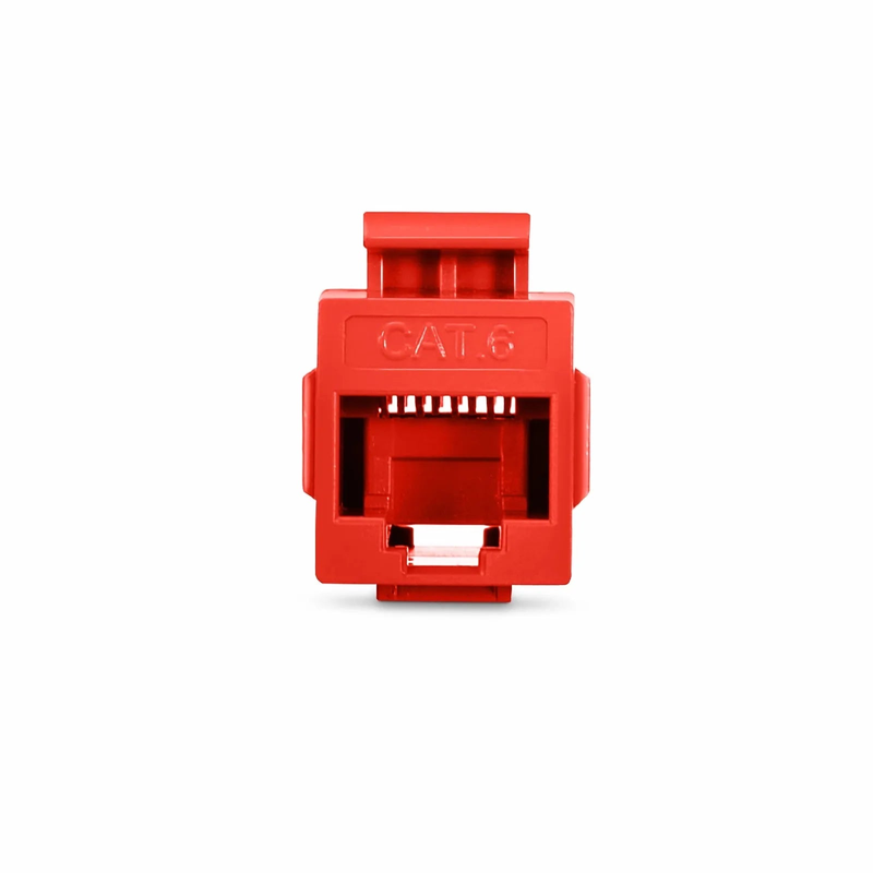 SFPS Cat6 Keystone RJ45 Coupler, Unshielded, Female to Female Insert Inline Coupler - Red (12pcs/Pack) SFPS